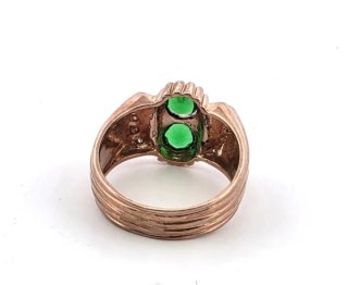 Anillo Oro Rosa 9k con Piedras Verdes