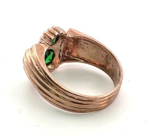 Anillo Oro Rosa 9k con Piedras Verdes
