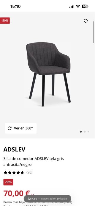 Silla comedor ADSLEV tela gris antracita