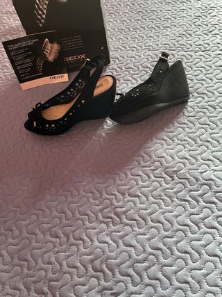 Sandalias de piel, Geox Negras Cuña