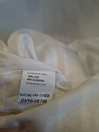 Vestido Lino/Algodón Bordado floral, Talla 42