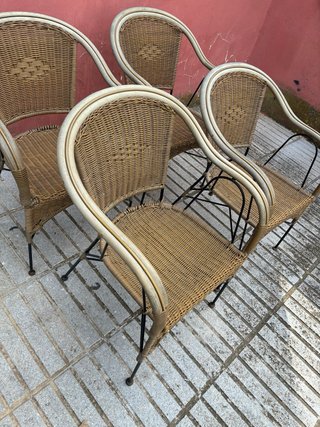4 Sillas de Mimbre para Jardín