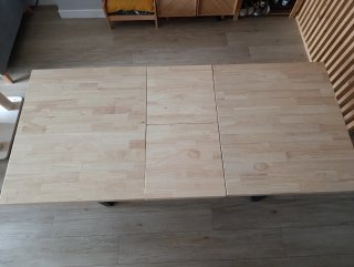 Mesa de comedor madera y metal extensible