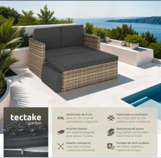 Sofá Cama Exterior Ratán Negro/Marrón