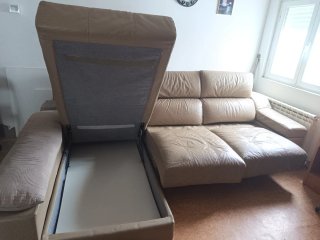 Sofá modular L beige piel