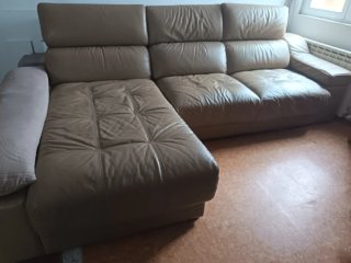 Sofá modular L beige piel