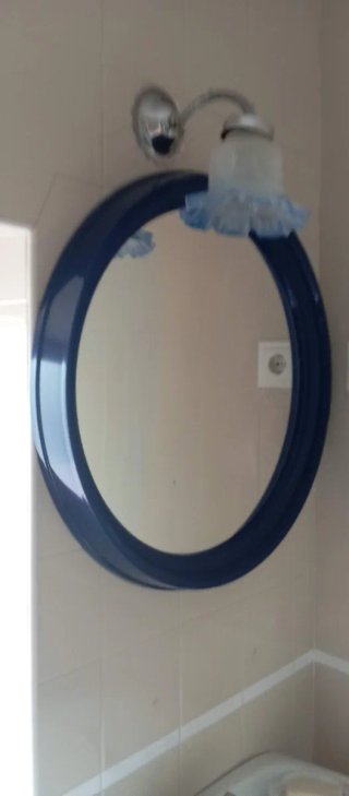 Espejo de baño redondo azul