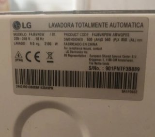 Piezas lavadora LG Direct Drive 9kg