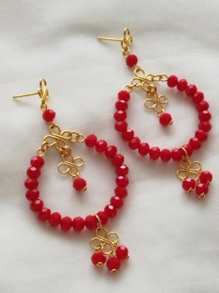 Pendientes Flamenca/Ceremonia rojo y dorado