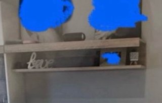 Mueble TV con estantería de madera y metal
