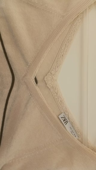 Suéter Zara Rayas Beige Talla S