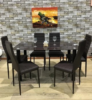 OFERTA DE MESA DE CRISTAL TEMPLADO + 6 SILLAS