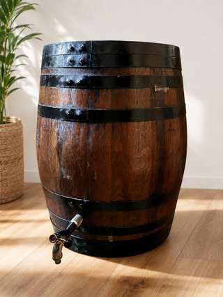 Barril de madera con grifo