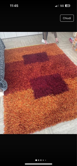 Tappeto Shaggy Arancione e Rosso