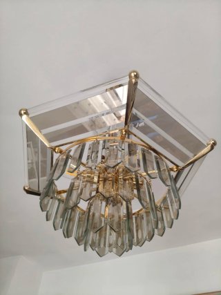 Lámpara colgante cristal y metacrilato dorada