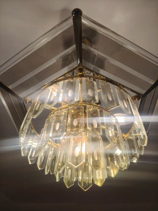 Lámpara colgante cristal y metacrilato dorada