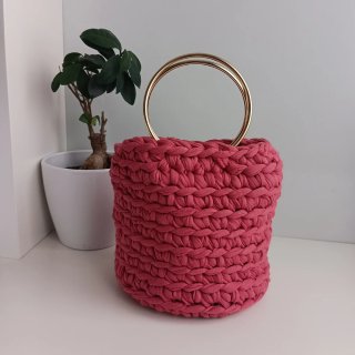 Bolso Crochet Fiesta Dorado Rosa