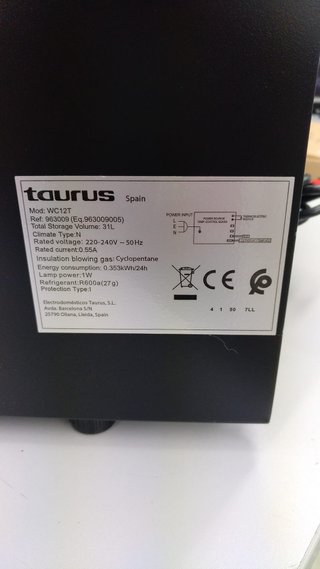 Vinoteca de 12 botellas, silenciosa Taurus WC12T