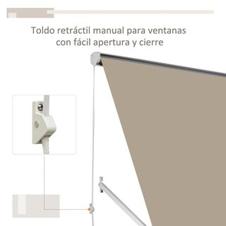 Toldo Exterior Retráctil 180x70 Ajustable UV Beige