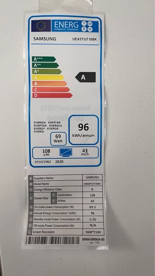 Samsung Smart TV 43” 4K UHD UE43TU7105K