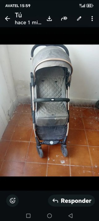 Carro para niños gris y dorado