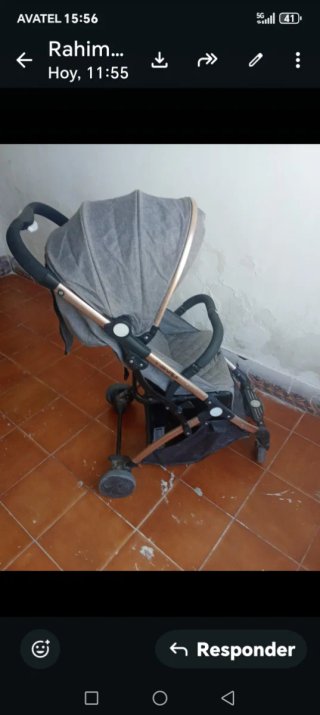 Carro para niños gris y dorado