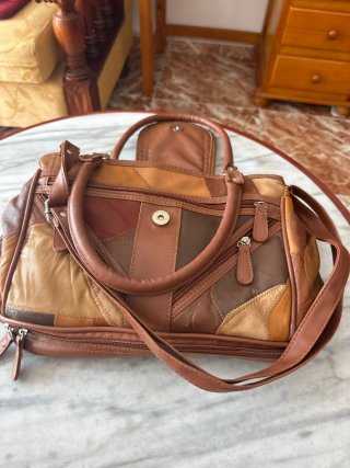 Bolso patchwork piel marrón