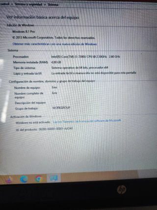 Ordenador HP 8.1 Pro 2013 Azul