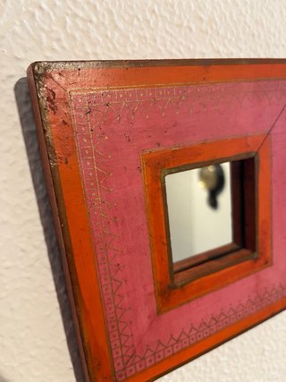 Espejo de la india decorativo naranja y rosa