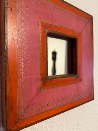 Espejo de la india decorativo naranja y rosa