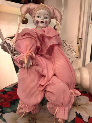 Muñecos payaso y arlequín