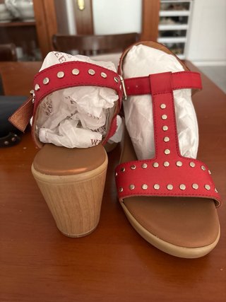 Sandalias Paula Urban Piel Talla 40 Rojas
