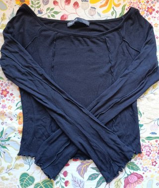 Top Bershka manga larga negro M