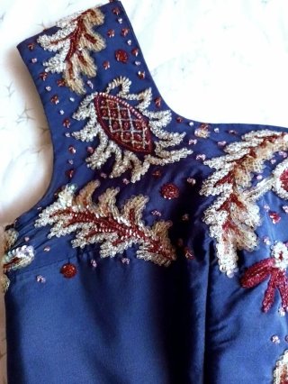 Vestido Fiesta Alta Costura Vintage Seda Bordados