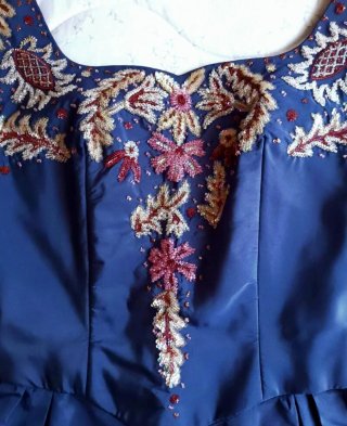 Vestido Fiesta Alta Costura Vintage Seda Bordados