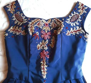 Vestido Fiesta Alta Costura Vintage Seda Bordados