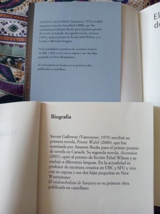 2 libros"El VIOLONCHELISTA DE SARAJEVO"3y5€+regalo