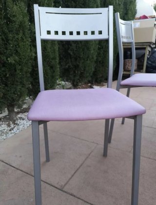Mesa y 4 Sillas Aluminio Morado