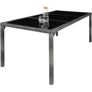 Conjunto de ratán para 8 personas, sillas y mesa, gris jaspeado/gris