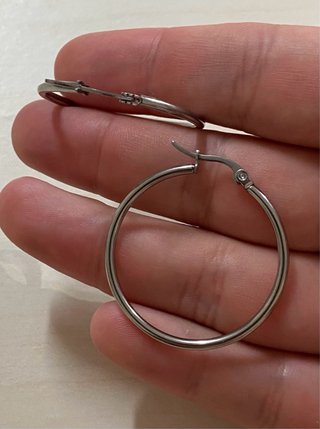 Minimalistas Pendientes Aros Lisos 35mm Acero 316L