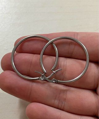 Minimalistas Pendientes Aros Lisos 35mm Acero 316L