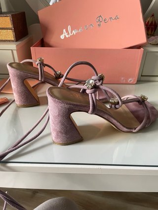 Sandalias Alma en Pena Piel Rosa Joyas