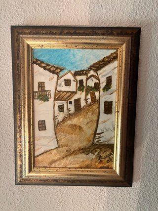 Cuadro Óleo Paisaje Pueblo