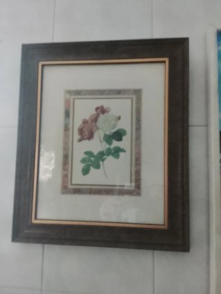Cuadro de flores en madera y cristal