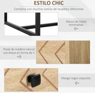 Cómoda 5 Cajones Madera y Metal