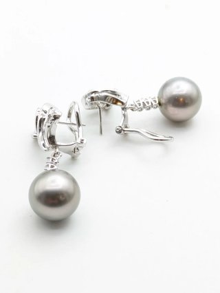 Pendientes Oro 18k Blanco  Perla