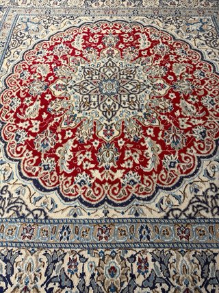 Alfombra Persa Cuadrada Beige/Rojo