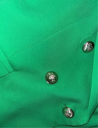 Blazer verde doppio petto con cartellino