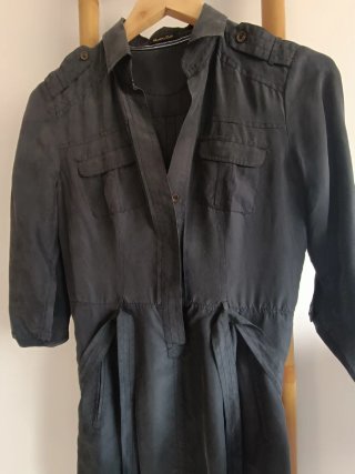 Vestido negro azul marino, seda 100%,