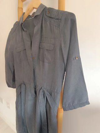 Vestido negro azul marino, seda 100%,